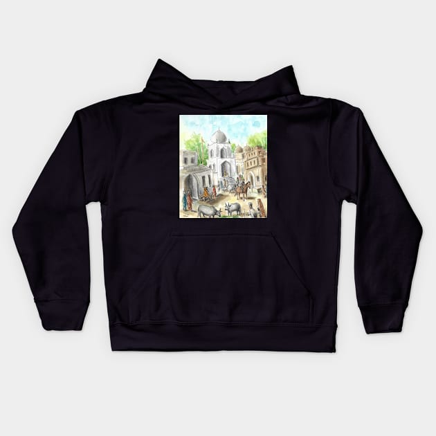 Punjab Village 2 Kids Hoodie by sukhpalgrewal